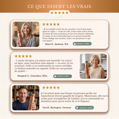 Bouteille d'eau en cuivre pur Margot Cuivre