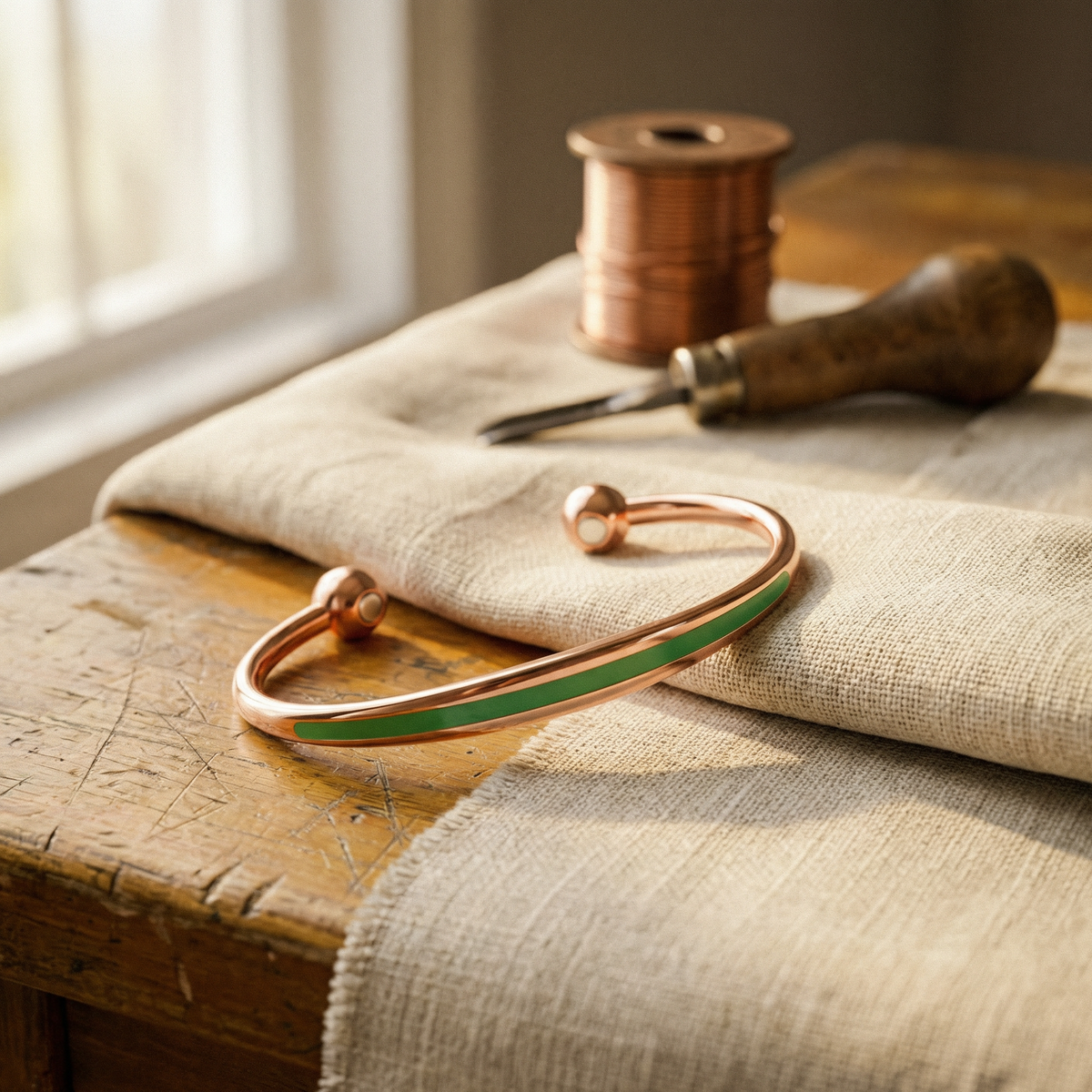 Boucles d'oreilles Margot Cuivre en cuivre et jade